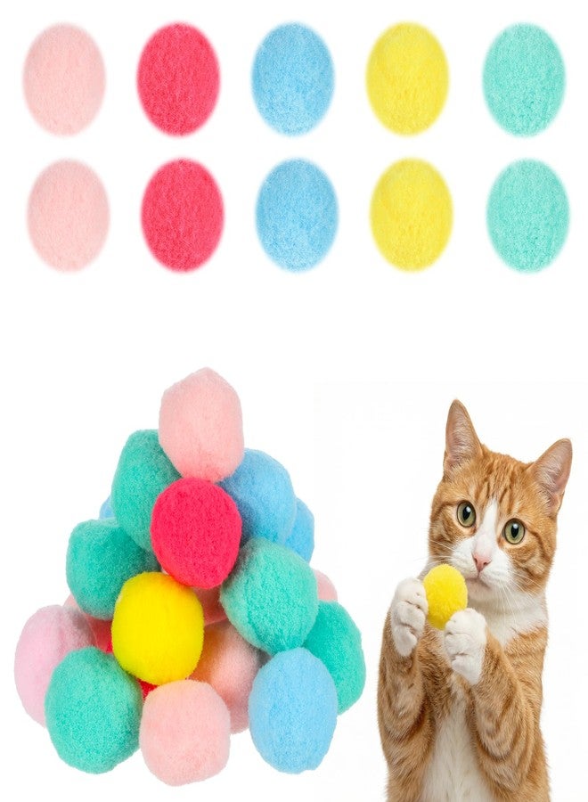 Aeaocvo 30 Pcs Cat Pom Pom Balls, 1.2in Soft Cat Toy Balls, Cats Chase Yarn Puffs for Pet Interactive Playing Exercising Training (Assorted Colour) - Image 1